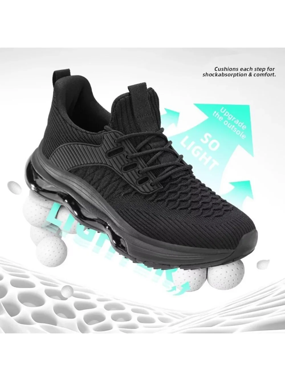 Men's Black Air Cushion Running Shoes Breathable Tennis Casual Fashion Sneakers